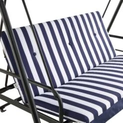 Champneys Outdoor Reclining Swing With Canopy, Blue Striped -Daals OD SWG 057 BLUE detail1