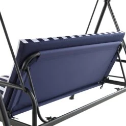 Champneys Outdoor Reclining Swing With Canopy, Blue Striped -Daals OD SWG 057 BLUE detail2