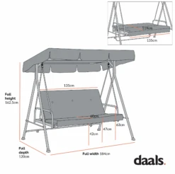 Champneys Outdoor Reclining Swing With Canopy, Blue Striped -Daals OD SWG 057 CHART 1