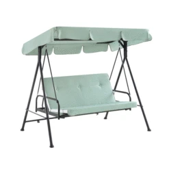 Champneys Outdoor Reclining Swing With Canopy, Sage Green Striped -Daals OD SWG 057 GREEN GIF