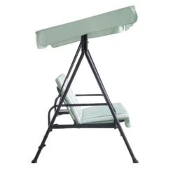 Champneys Outdoor Reclining Swing With Canopy, Sage Green Striped -Daals OD SWG 057 SAGE WB2