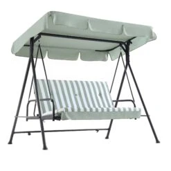 Champneys Outdoor Reclining Swing With Canopy, Sage Green Striped -Daals OD SWG 057 SAGE WB4