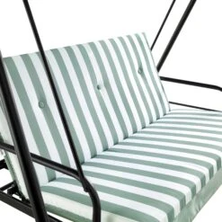 Champneys Outdoor Reclining Swing With Canopy, Sage Green Striped -Daals OD SWG 057 SAGE detail1
