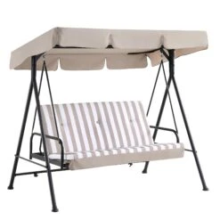 Champneys Outdoor Reclining Swing With Canopy, Taupe Striped 21 Champneys Outdoor Reclining Swing With Canopy, Taupe Striped -Daals OD SWG 057 TAUPE WB1