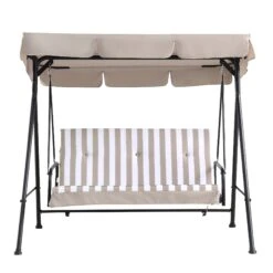 Champneys Outdoor Reclining Swing With Canopy, Taupe Striped 23 Champneys Outdoor Reclining Swing With Canopy, Taupe Striped -Daals OD SWG 057 TAUPE WB2