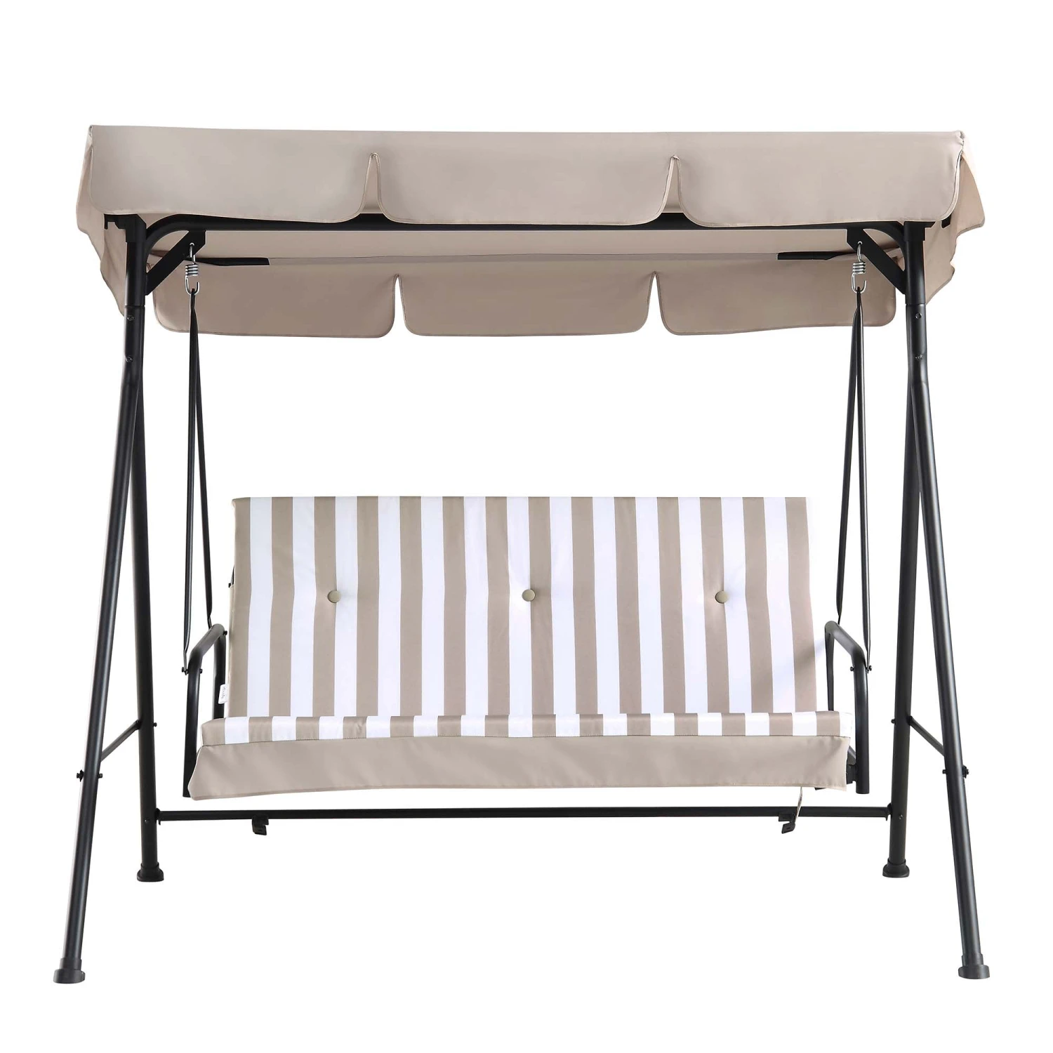Champneys Outdoor Reclining Swing With Canopy, Taupe Striped 8 Champneys Outdoor Reclining Swing With Canopy, Taupe Striped - Image 8