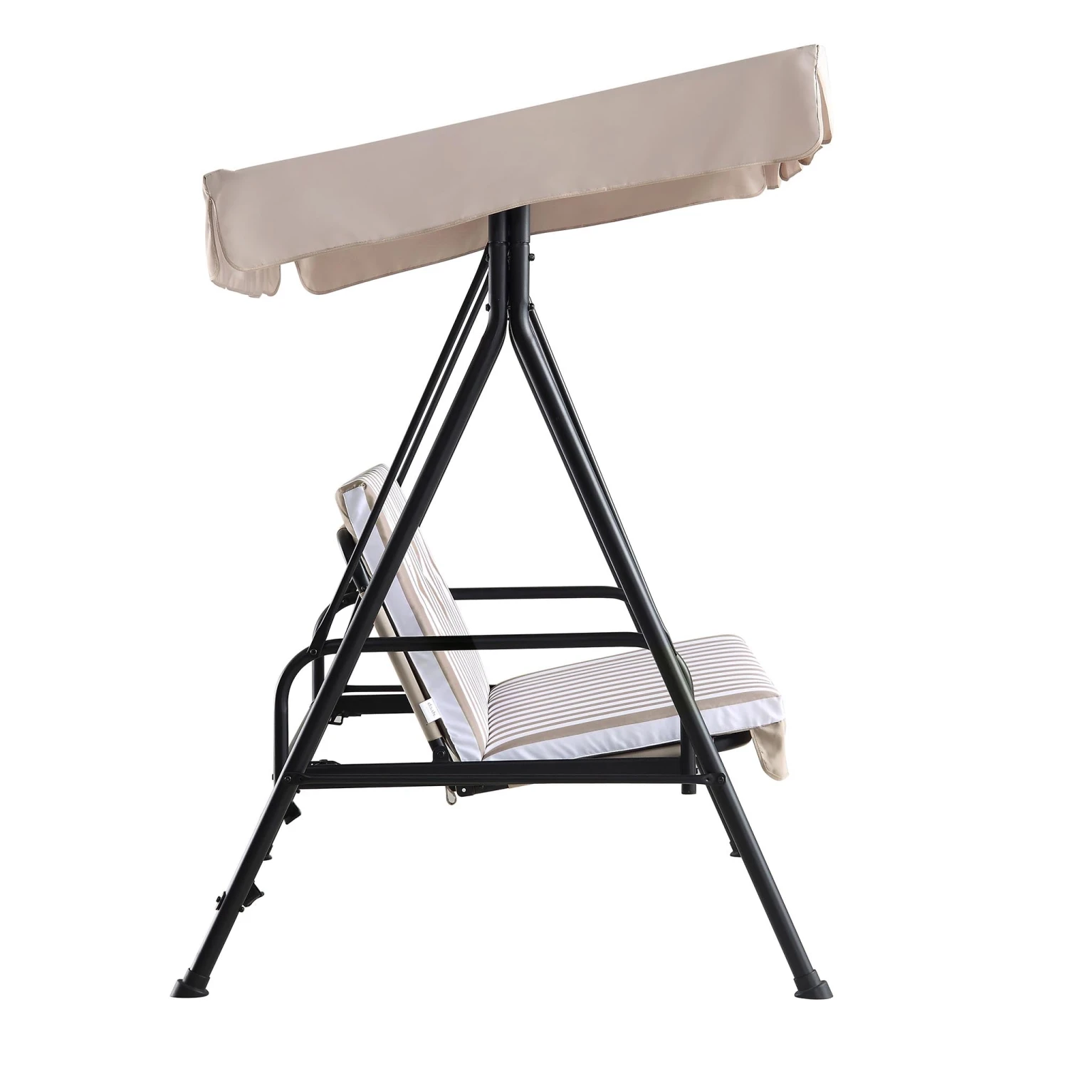 Champneys Outdoor Reclining Swing With Canopy, Taupe Striped 11 Champneys Outdoor Reclining Swing With Canopy, Taupe Striped - Image 11