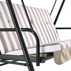 Champneys Outdoor Reclining Swing With Canopy, Taupe Striped 27 Champneys Outdoor Reclining Swing With Canopy, Taupe Striped -Daals OD SWG 057 TAUPE detail1