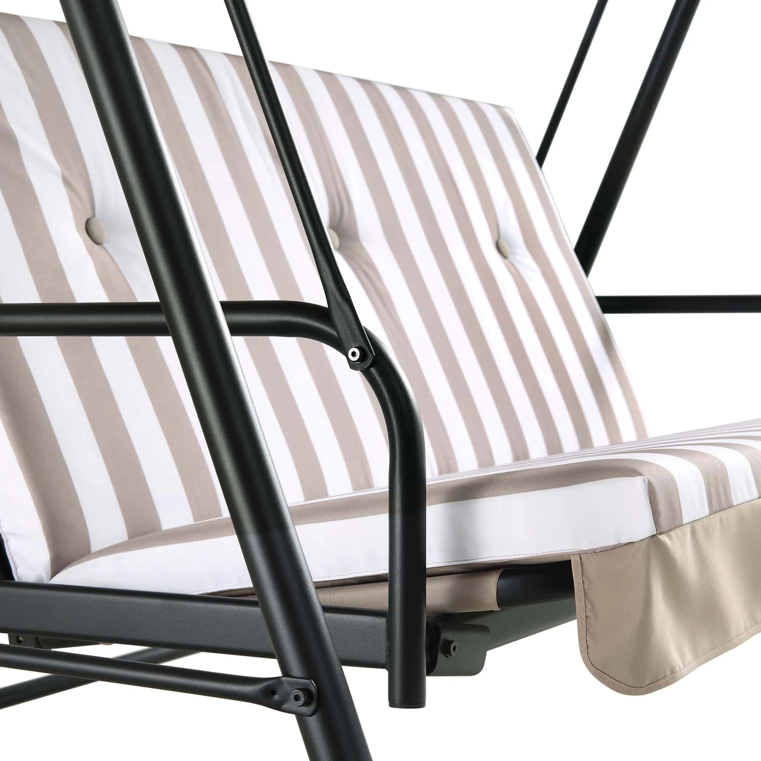 Champneys Outdoor Reclining Swing With Canopy, Taupe Striped 12 Champneys Outdoor Reclining Swing With Canopy, Taupe Striped - Image 12