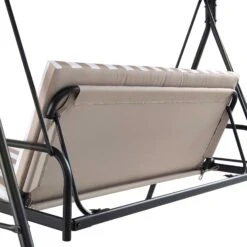 Champneys Outdoor Reclining Swing With Canopy, Taupe Striped 28 Champneys Outdoor Reclining Swing With Canopy, Taupe Striped -Daals OD SWG 057 TAUPE detail2