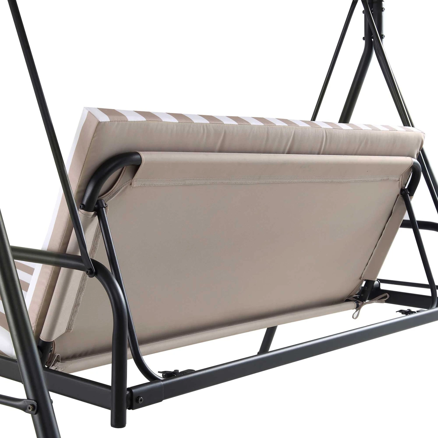 Champneys Outdoor Reclining Swing With Canopy, Taupe Striped 13 Champneys Outdoor Reclining Swing With Canopy, Taupe Striped - Image 13