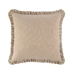 Iris Ticking Brown Stripe Seersucker Frill Cushion