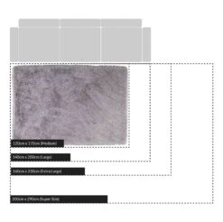 Silver Tufted Shaggy Rug 120 X 170 Cm -Daals RG Y02 SILVER CHART
