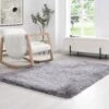 Silver Tufted Shaggy Rug 120 X 170 Cm