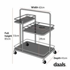 Clementine Antique Brass Effect Drink Trolley -Daals TRLY 250 BRASS CHART