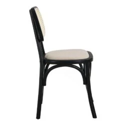 Anya Set Of 2 Cane Rattan And Upholstered Dining Chairs, Black Colour 15 Anya Set Of 2 Cane Rattan And Upholstered Dining Chairs, Black Colour -Daals XN 1964 BLACK 2P WB4