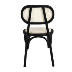 Anya Set Of 2 Cane Rattan And Upholstered Dining Chairs, Black Colour 16 Anya Set Of 2 Cane Rattan And Upholstered Dining Chairs, Black Colour -Daals XN 1964 BLACK 2P WB5