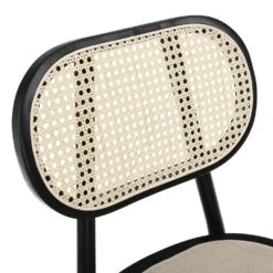 Anya Set Of 2 Cane Rattan And Upholstered Dining Chairs, Black Colour 17 Anya Set Of 2 Cane Rattan And Upholstered Dining Chairs, Black Colour -Daals XN 1964 BLACK 2P detail1