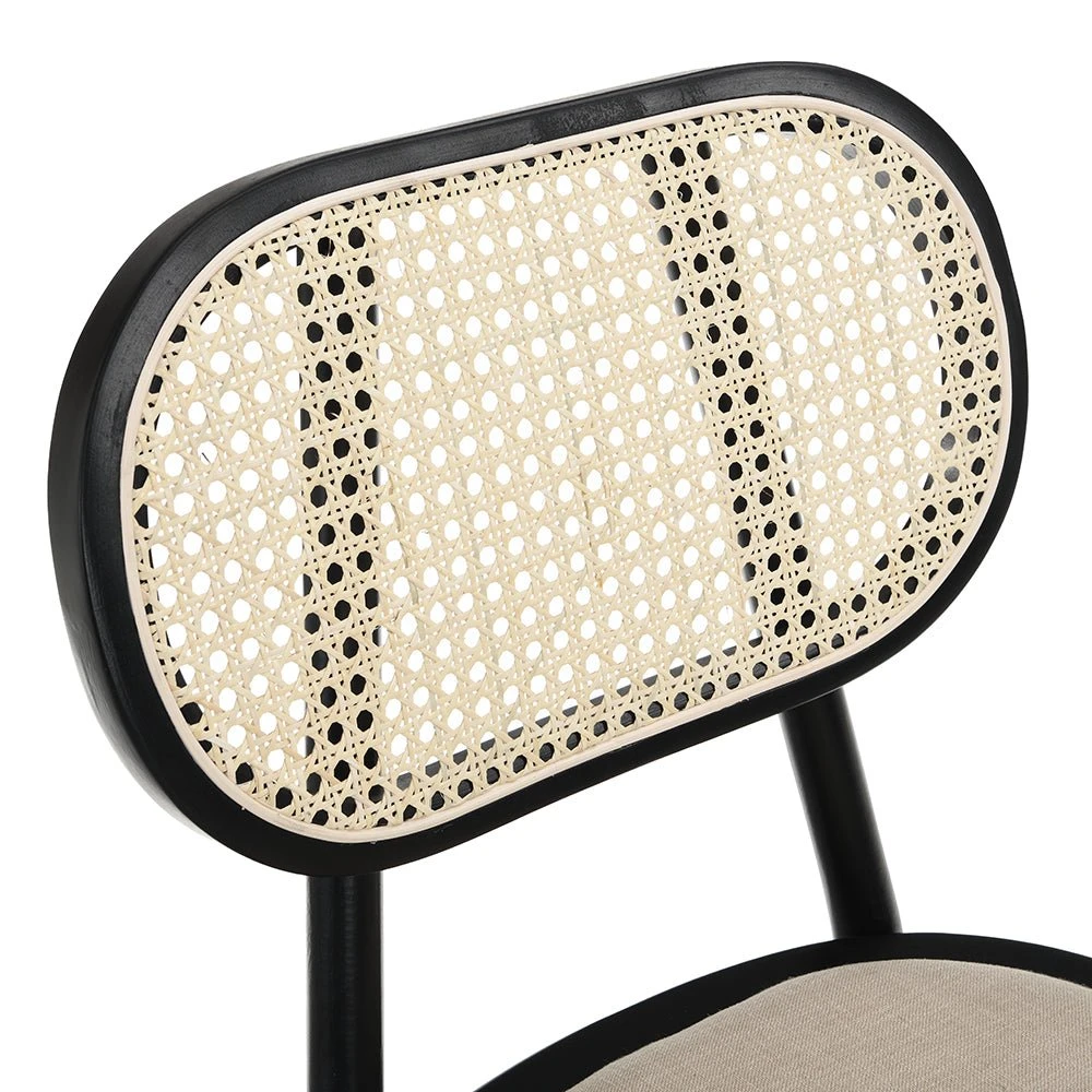 Anya Set Of 2 Cane Rattan And Upholstered Dining Chairs, Black Colour 8 Anya Set Of 2 Cane Rattan And Upholstered Dining Chairs, Black Colour - Image 8