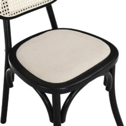 Anya Set Of 2 Cane Rattan And Upholstered Dining Chairs, Black Colour 18 Anya Set Of 2 Cane Rattan And Upholstered Dining Chairs, Black Colour -Daals XN 1964 BLACK 2P detail2