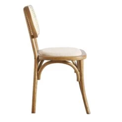 Anya Set Of 2 Cane Rattan And Upholstered Dining Chairs, Light Walnut -Daals XN 1964 LIGHTWALNUT 2P WB4