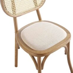 Anya Set Of 2 Cane Rattan And Upholstered Dining Chairs, Light Walnut -Daals XN 1964 LIGHTWALNUT 2P detail1