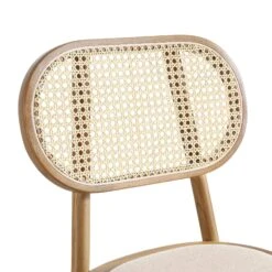 Anya Set Of 2 Cane Rattan And Upholstered Dining Chairs, Light Walnut -Daals XN 1964 LIGHTWALNUT 2P detail2