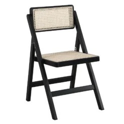 Frances Set Of 2 Folding Cane Rattan Chairs, Black Colour -Daals XN 2054 BLACK 2P WB2