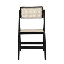 Frances Set Of 2 Folding Cane Rattan Chairs, Black Colour -Daals XN 2054 BLACK 2P WB3