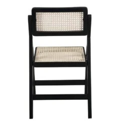 Frances Set Of 2 Folding Cane Rattan Chairs, Black Colour -Daals XN 2054 BLACK 2P WB5