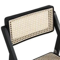 Frances Set Of 2 Folding Cane Rattan Chairs, Black Colour -Daals XN 2054 BLACK 2P detail1