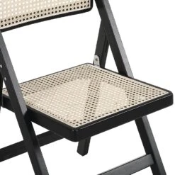 Frances Set Of 2 Folding Cane Rattan Chairs, Black Colour -Daals XN 2054 BLACK 2P detail2