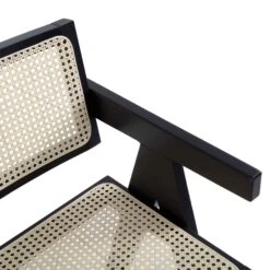 Jeanne Black Colour Cane Rattan Solid Beech Wood Counter Stool -Daals XN 2211 BLACK detail1