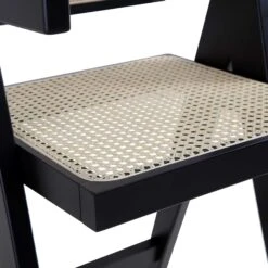 Jeanne Black Colour Cane Rattan Solid Beech Wood Counter Stool -Daals XN 2211 BLACK detail2