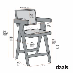 Jeanne Black Colour Cane Rattan Solid Beech Wood Counter Stool -Daals XN 2211 CHART 1