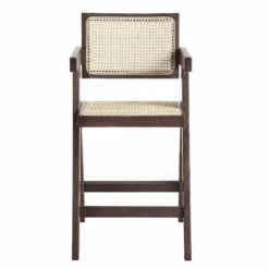 Jeanne Dark Walnut Cane Rattan Solid Beech Wood Counter Stool -Daals XN 2211 DARKWALNUT WB2