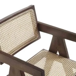 Jeanne Dark Walnut Cane Rattan Solid Beech Wood Counter Stool -Daals XN 2211 DARKWALNUT detail1