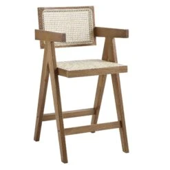 Jeanne Light Walnut Cane Rattan Solid Beech Wood Counter Stool -Daals XN 2211 LIGHTWALNUT WB1