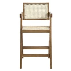 Jeanne Light Walnut Cane Rattan Solid Beech Wood Counter Stool -Daals XN 2211 LIGHTWALNUT WB2