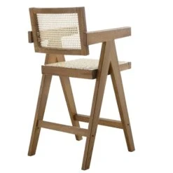 Jeanne Light Walnut Cane Rattan Solid Beech Wood Counter Stool -Daals XN 2211 LIGHTWALNUT WB3