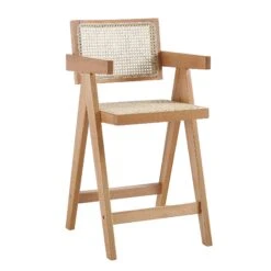 Jeanne Natural Colour Cane Rattan Solid Beech Wood Counter Stool -Daals XN 2211 NAT WB1