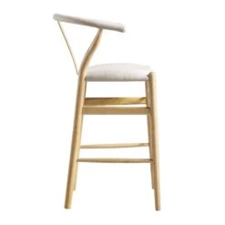 Hansel Upholstered Counter Stool, Beige Fabric And Natural Frame -Daals XN R152 BEIGEFAB NAT WB3