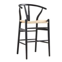 Hansel Wooden Natural Weave Counter Stool, Black Frame 13 Hansel Wooden Natural Weave Counter Stool, Black Frame -Daals XN R152 BLACK WB2