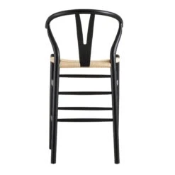 Hansel Wooden Natural Weave Counter Stool, Black Frame 18 Hansel Wooden Natural Weave Counter Stool, Black Frame -Daals XN R152 BLACK WB5