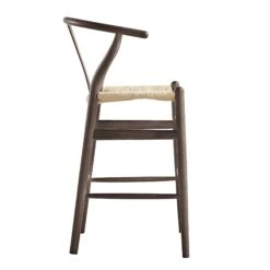 Hansel Wooden Natural Weave Counter Stool, Dark Walnut Colour Frame -Daals XN R152 DARKWALNUT WB3