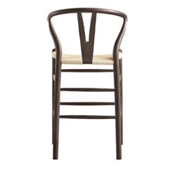 Hansel Wooden Natural Weave Counter Stool, Dark Walnut Colour Frame -Daals XN R152 DARKWALNUT WB5