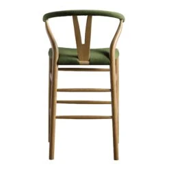Hansel Upholstered Counter Stool, Moss Green Velvet And Light Walnut Frame -Daals XN R152 GREENVEL WALN WB5