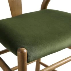 Hansel Upholstered Counter Stool, Moss Green Velvet And Light Walnut Frame -Daals XN R152 GREENVEL WALN detail2