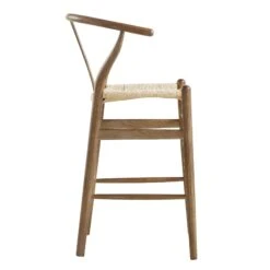 Hansel Wooden Natural Weave Counter Stool, Light Walnut Colour Frame -Daals XN R152 LIGHTWALNUT WB3
