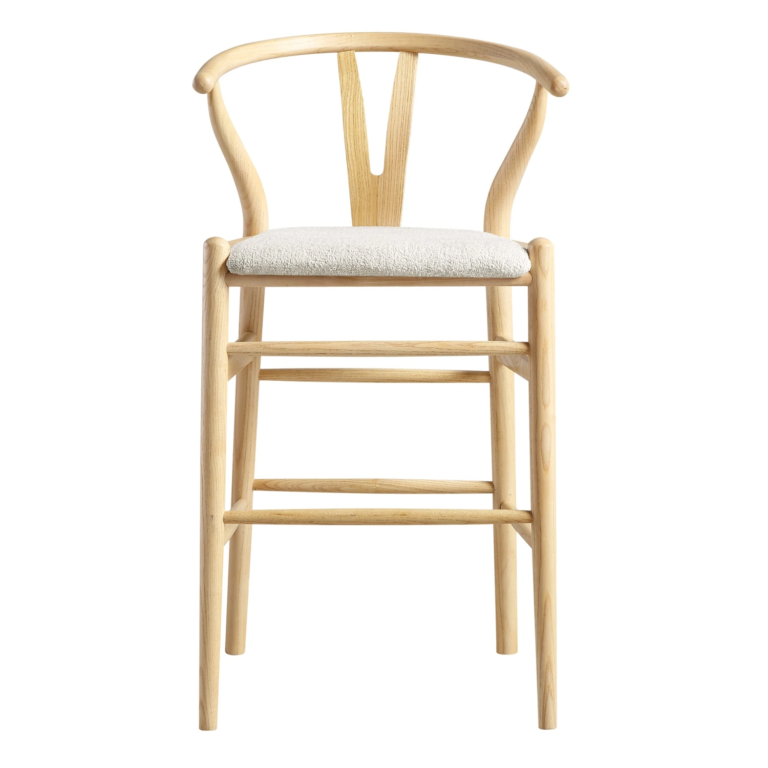 Hansel Upholstered Counter Stool, Ivory White Boucle And Natural Frame 1 Hansel Upholstered Counter Stool, Ivory White Boucle And Natural Frame